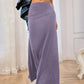 Purple solid elastic waist maxi skirt
