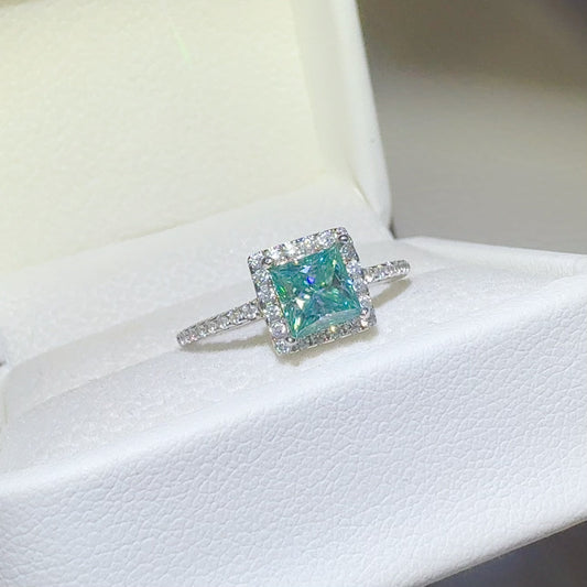 Sparkling moissanite ring with zircon accents
