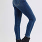 Dark wash skinny jeans with thermal lining for cooler days
