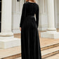 Stylish black dress in soft velvet fabric
