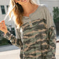 Stylish camouflage print top with round neck
