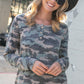 Stylish camouflage print top with round neck
