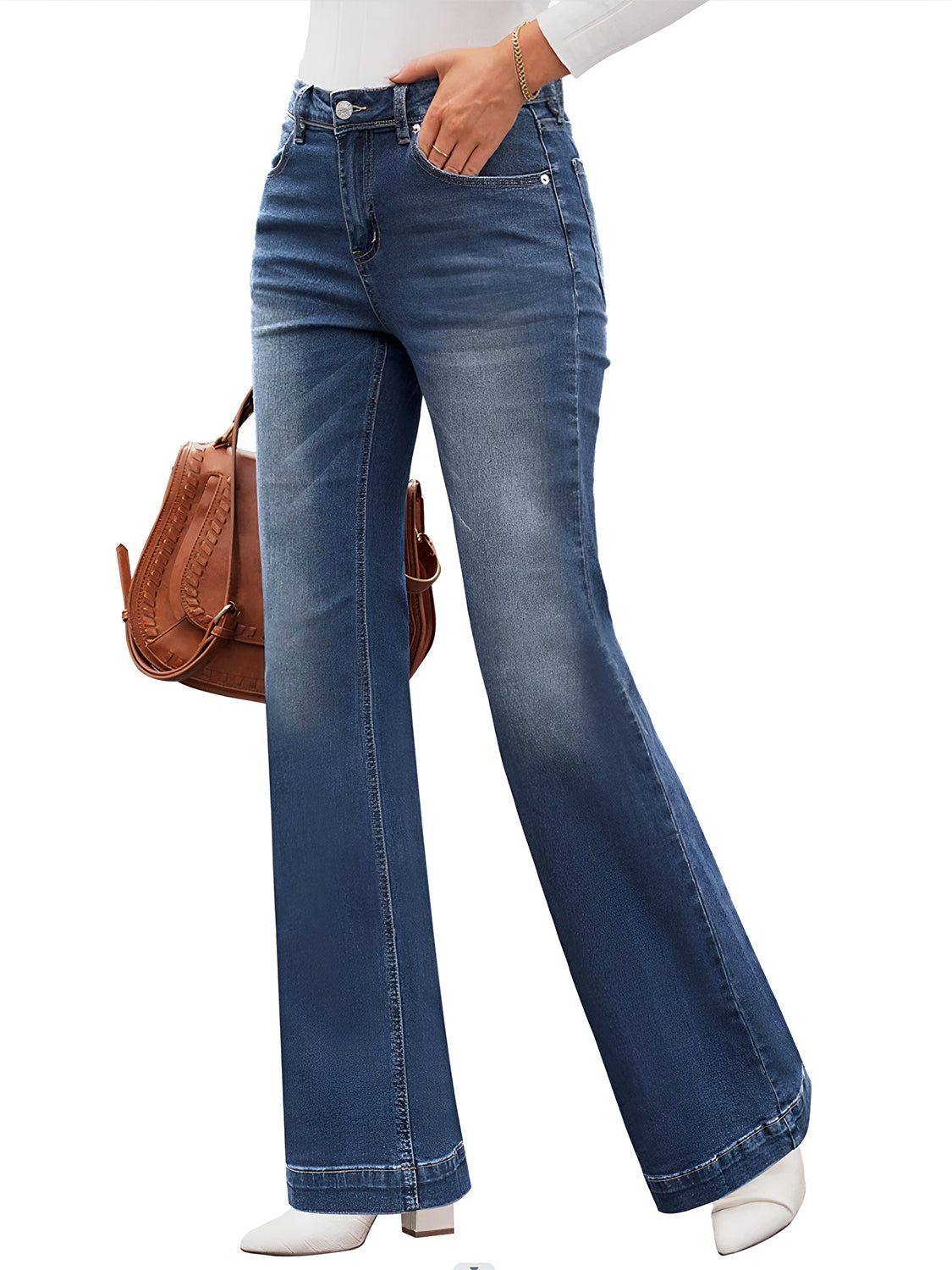 Women's Dark High Waist Bootcut Jeans perfect for any occasion.