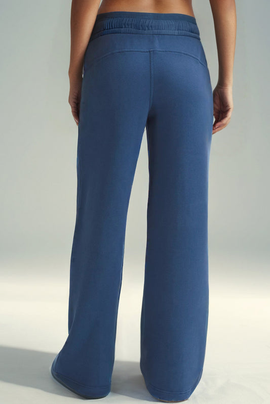 Trendy deep blue wide-leg active pants for women