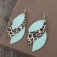 Stylish PU leather earrings in leopard and tiffany blue
