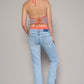 Stylish light blue straight-leg jeans with a clean, classic design.