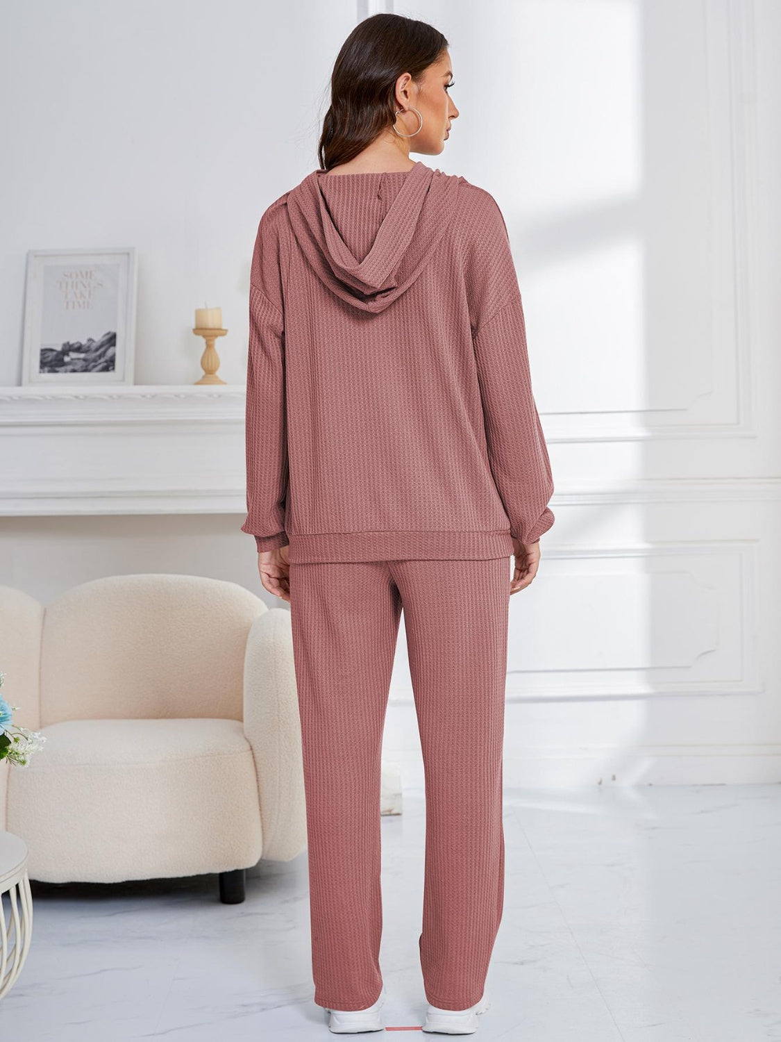 Stylish pink hoodie and pants for casual wear
