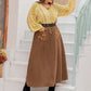 Stylish plus size caramel skirt with pockets
