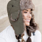 Stylish trapper hat with easy-clean nylon exterior
