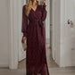 Chic red maxi dress with V-neck design
