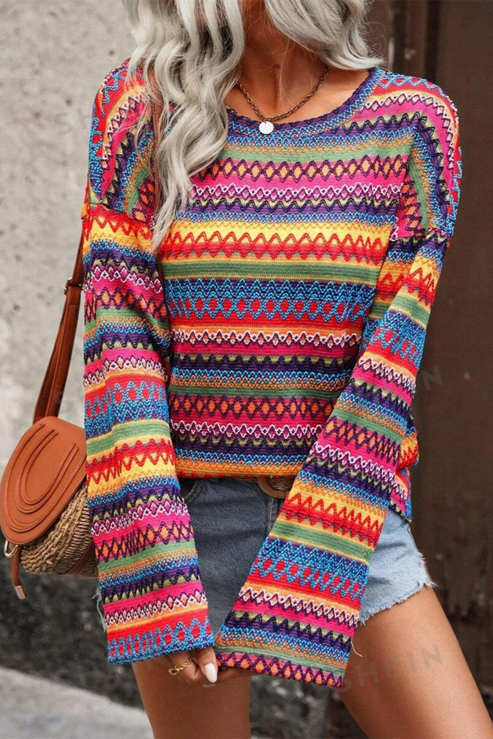 Stylish round neck long sleeve top | boho aesthetic
