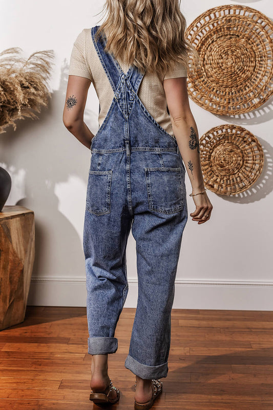 Stylish straight leg overalls in denim
