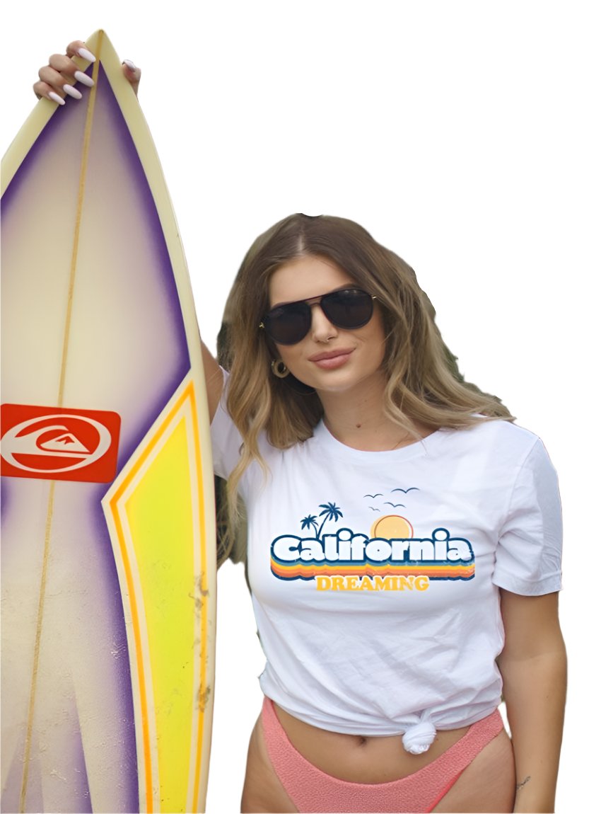 California-inspired retro t-shirt in multiple colors