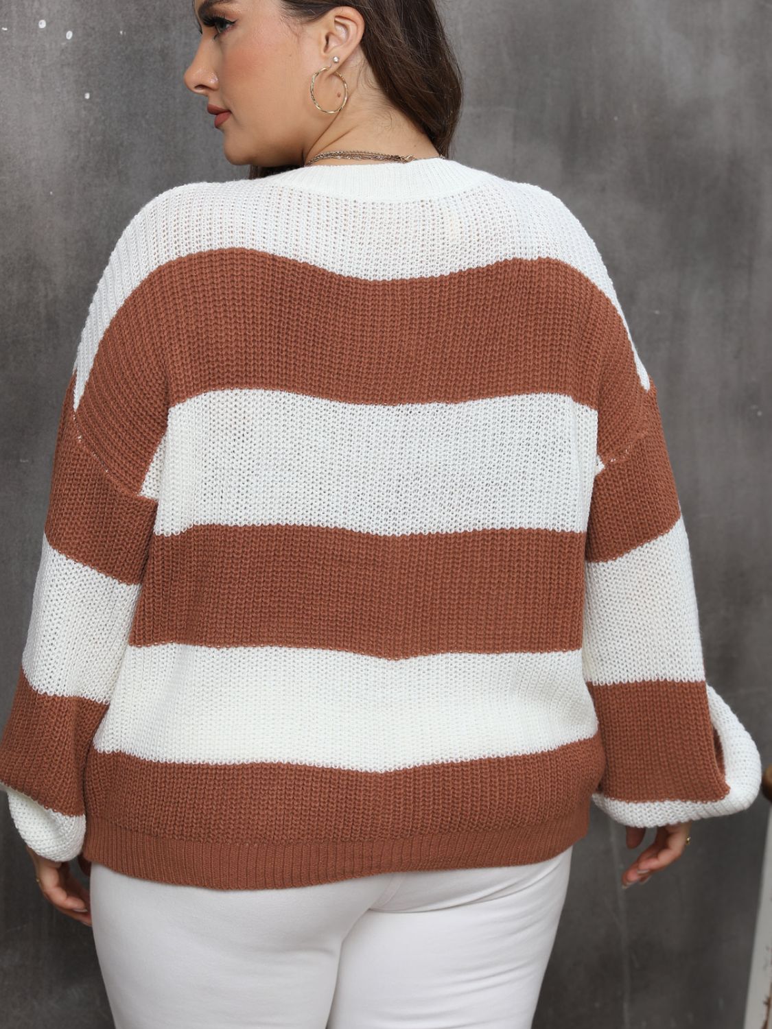 Plus Size Timeless Striped Round Neck Sweater