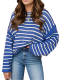 Plus Size Striped Dropped Shoulder Sweater