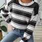 Striped Round Neck Long Sleeve Sweater