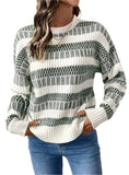 Striped Round Neck Crewneck Sweater