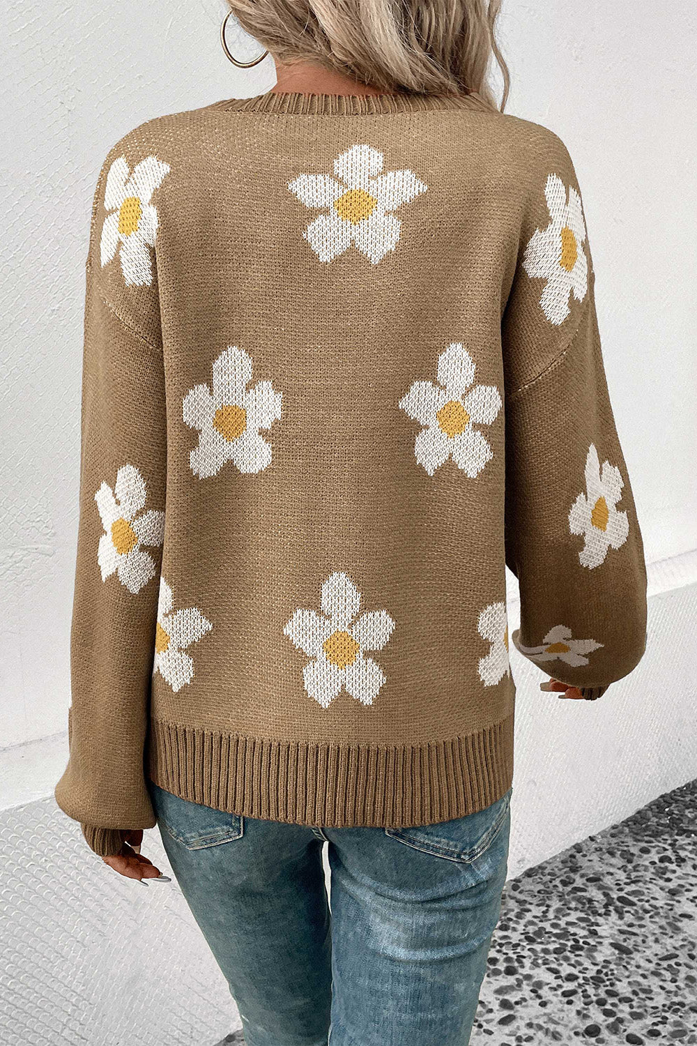 Daisy Floral Dropped Shoulder Sweater