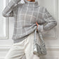 Plaid Turtleneck Long Sleeve Sweater