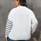 Plus Size Striped V-Neck Sweater