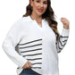 Plus Size Striped V-Neck Sweater