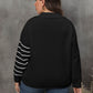 Plus Size Striped V-Neck Sweater