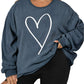 Plus Size Heart Ribbed Round Neck Sweatshirt