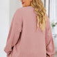 Plus Size Heart Ribbed Round Neck Sweatshirt