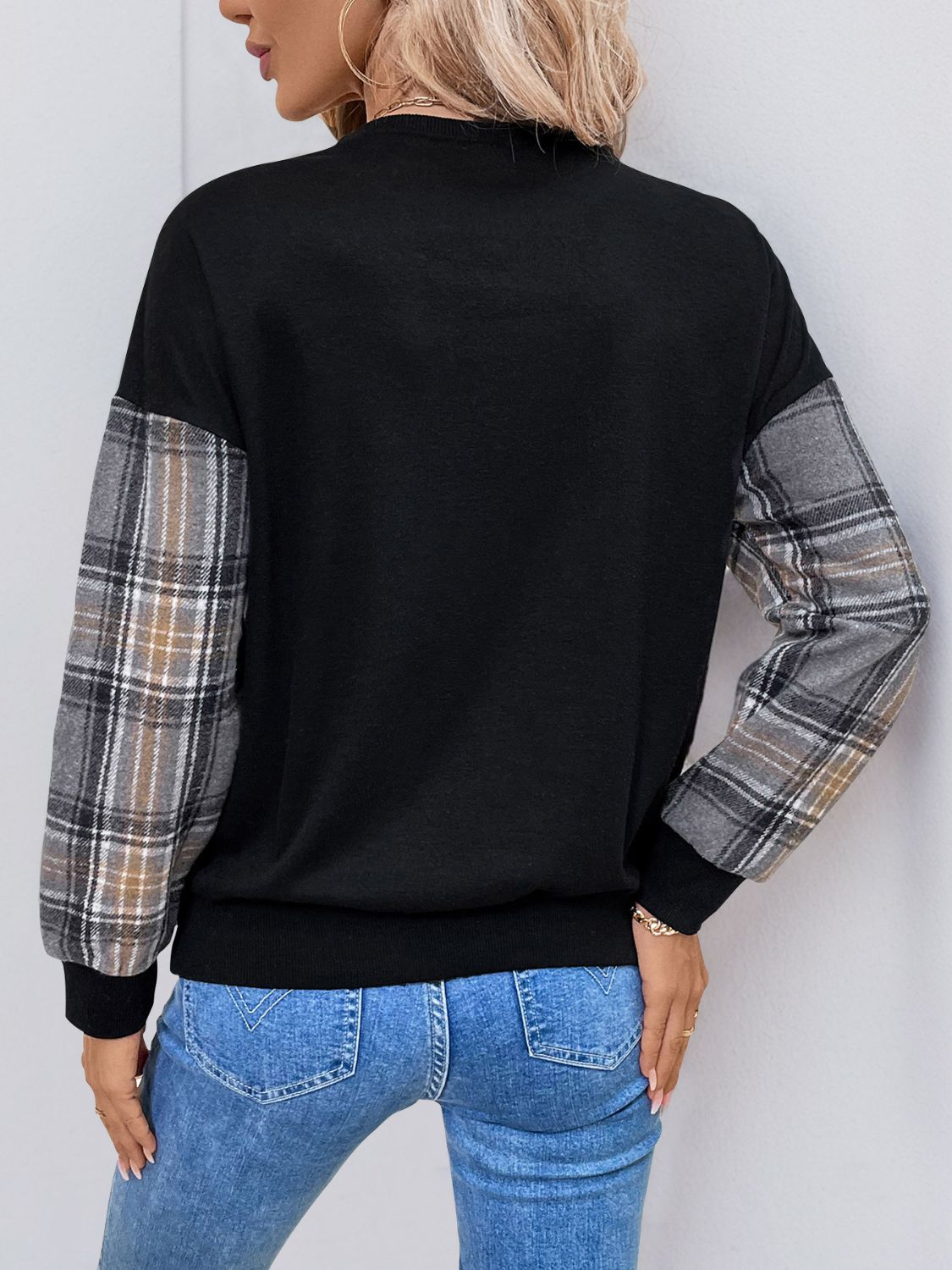 Black Plaid Sweatshirt - 3