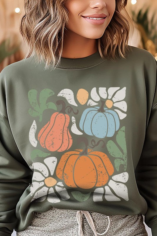 Fall Pumpkin Graphic Fleece Sweatshirt - Whimsical Appalachian Boutique