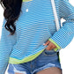 Striped Accent Pullover Sweatshirt