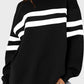 Striped Round Neck Dropped Shoulder Sweatshirt