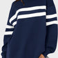 Striped Round Neck Dropped Shoulder Sweatshirt