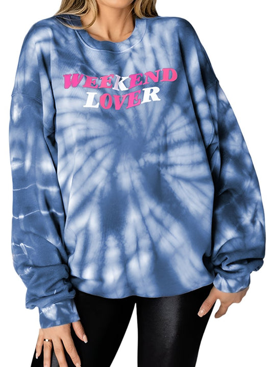 Weekend Lover Graphic Tie-Dye Sweatshirt - Whimsical Appalachian Boutique