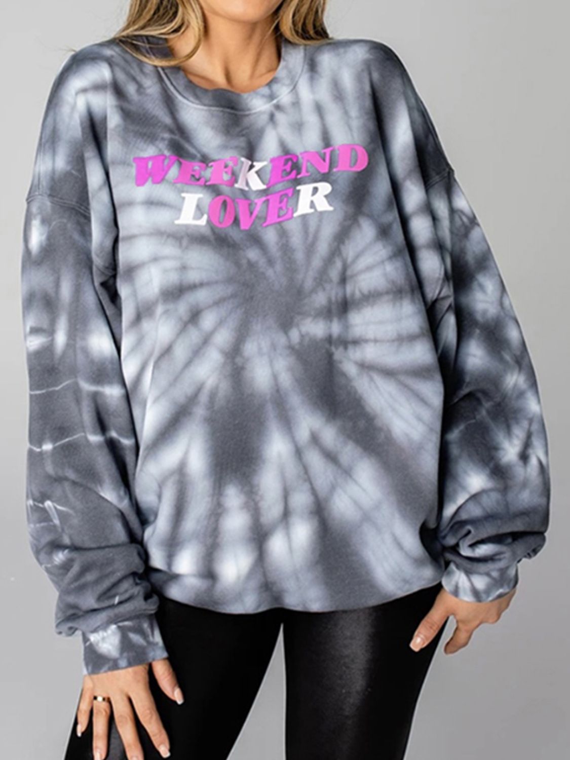 Weekend Lover Graphic Tie-Dye Sweatshirt - Whimsical Appalachian Boutique