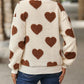 Fuzzy Heart Dropped Shoulder Sweatshirt