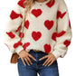 Fuzzy Heart Dropped Shoulder Sweatshirt