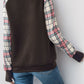 Quilted Plaid Half Zip Pullover Sweatshirt