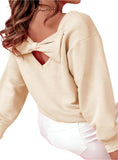 Bow Round Neck Long Sleeve Sweatshirt