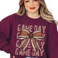 Game Day Football Bow Graphic Fleece Sweatshirts - Whimsical Appalachian Boutique