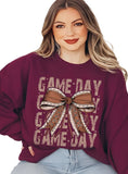 Game Day Football Bow Graphic Fleece Sweatshirts - Whimsical Appalachian Boutique