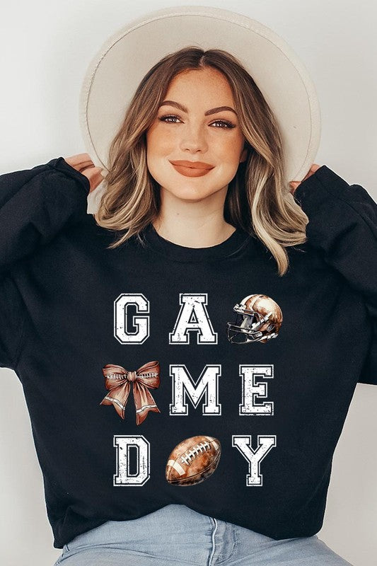 Game Day Football Graphic Fleece Sweatshirt - Whimsical Appalachian Boutique