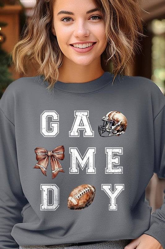 Game Day Football Graphic Fleece Sweatshirt - Whimsical Appalachian Boutique