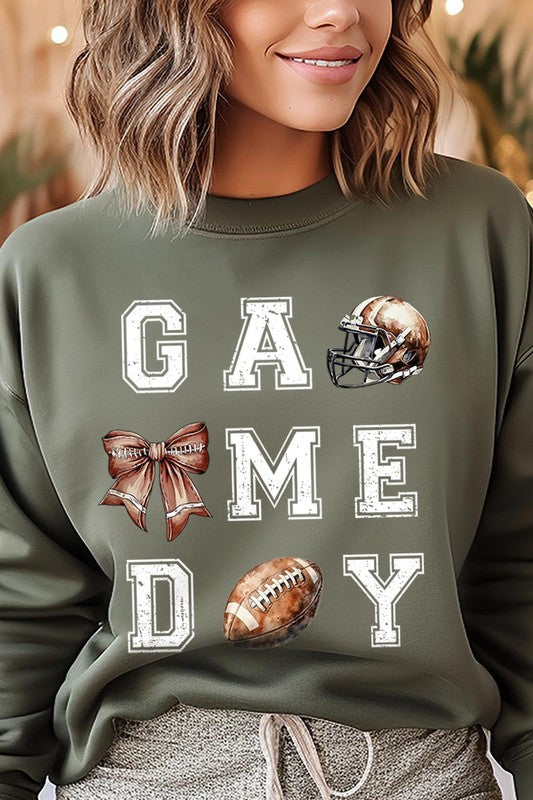 Game Day Football Graphic Fleece Sweatshirt - Whimsical Appalachian Boutique