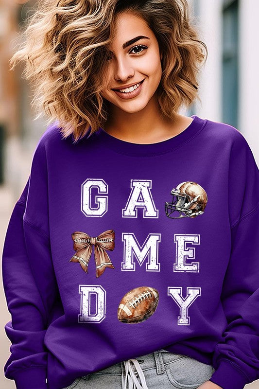 Game Day Football Graphic Fleece Sweatshirt - Whimsical Appalachian Boutique