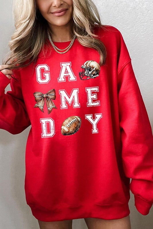 Game Day Football Graphic Fleece Sweatshirt - Whimsical Appalachian Boutique