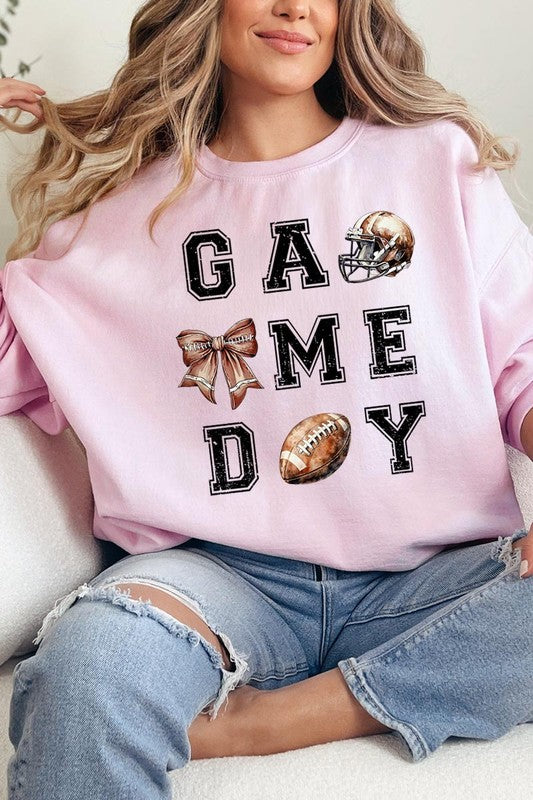 Game Day Football Graphic Fleece Sweatshirt - Whimsical Appalachian Boutique