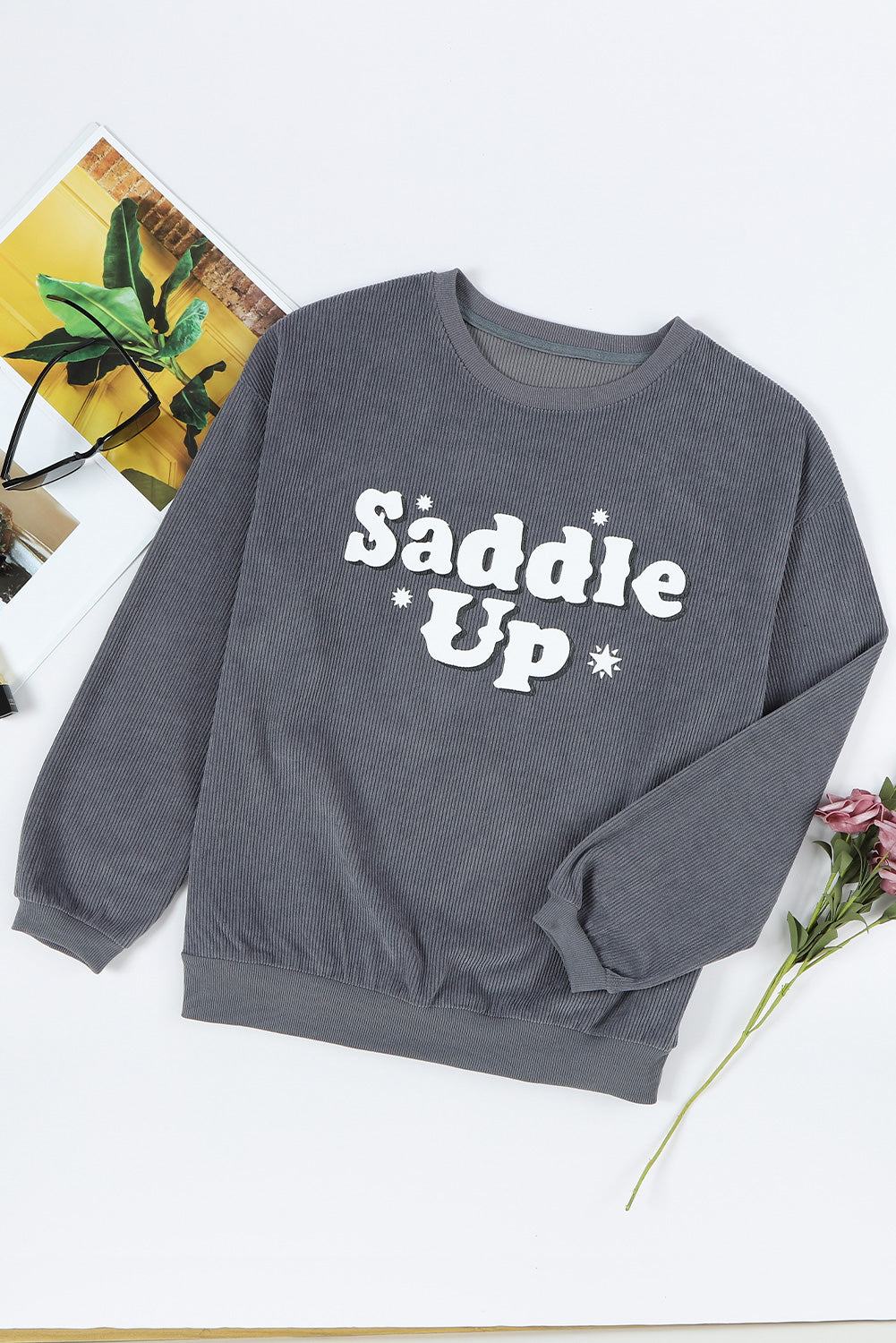 Saddle Up Dropped Shoulder Sweatshirt - Whimsical Appalachian Boutique