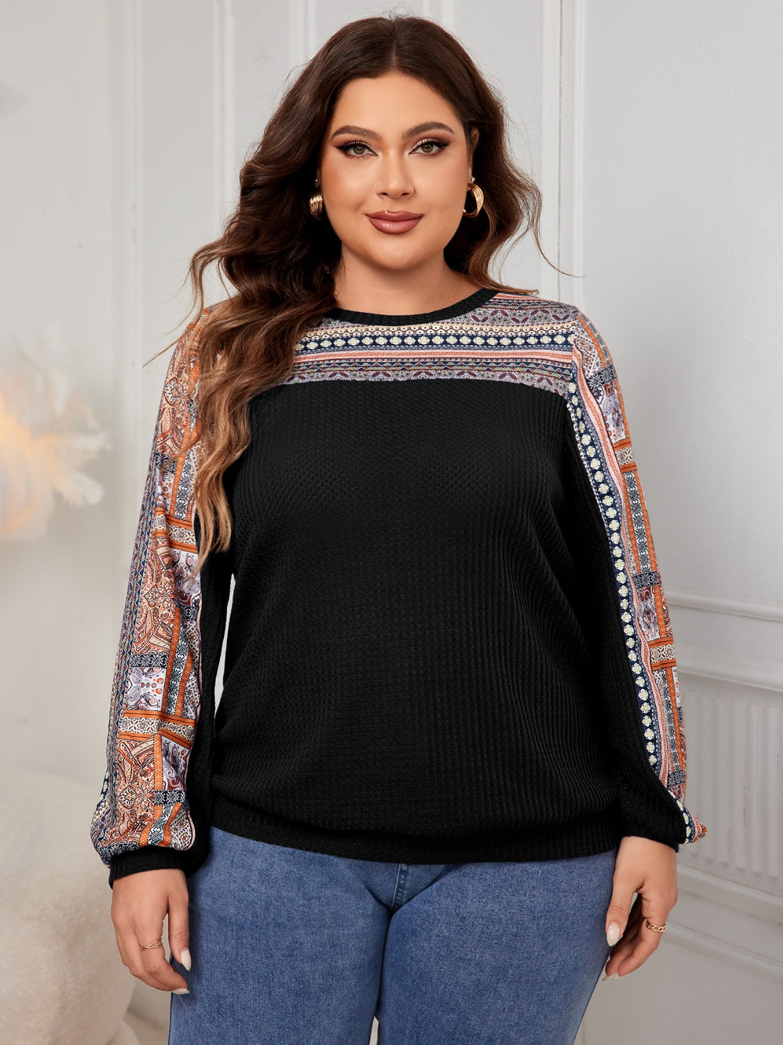 Plus Size Printed Long Sleeve Sweatshirt - Whimsical Appalachian Boutique