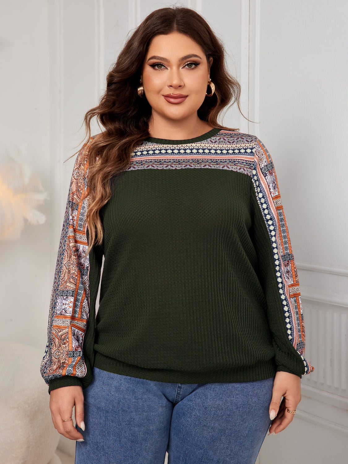 Plus Size Printed Long Sleeve Sweatshirt - Whimsical Appalachian Boutique